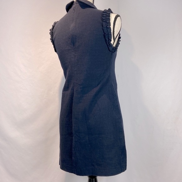 Zara Trafaluc Mini Shift Size M Navy Sleeveless Dress With Sequin Bee - Picture 4 of 10